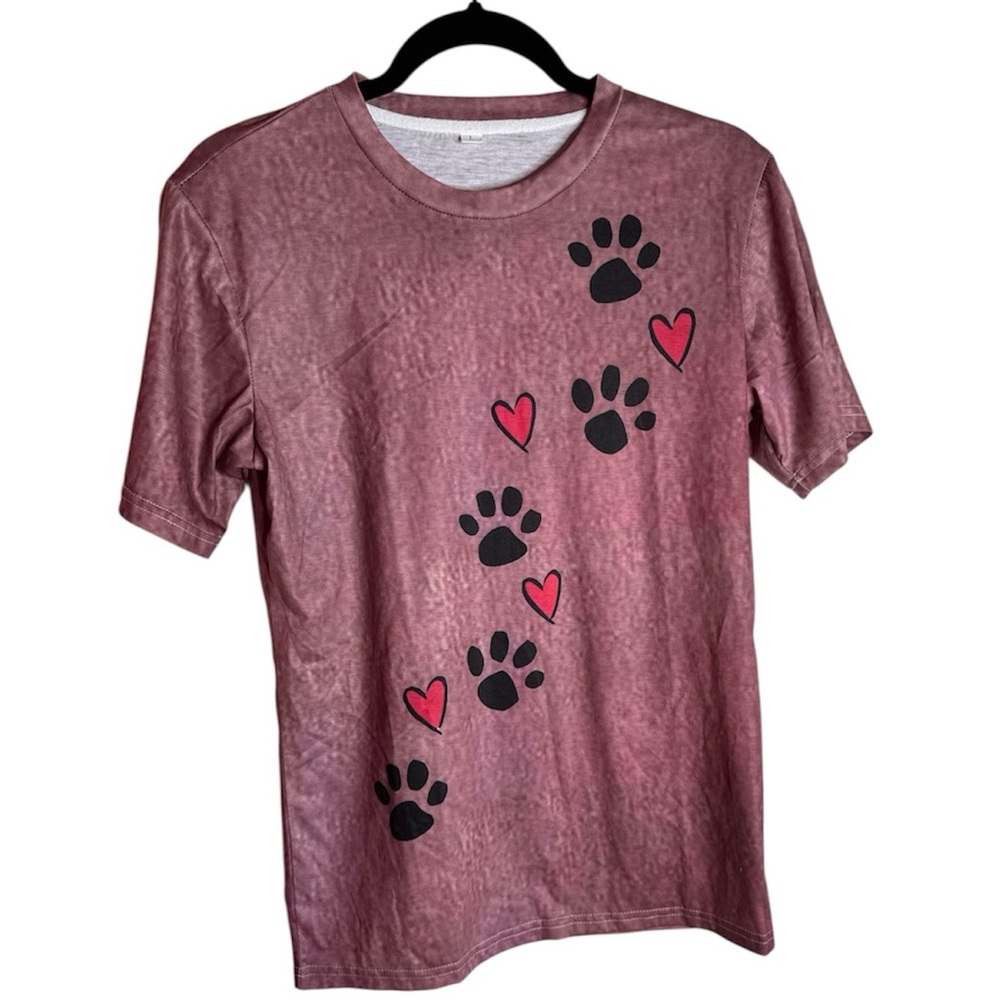Paw Print and Heart Graphic Top Womens Size Large